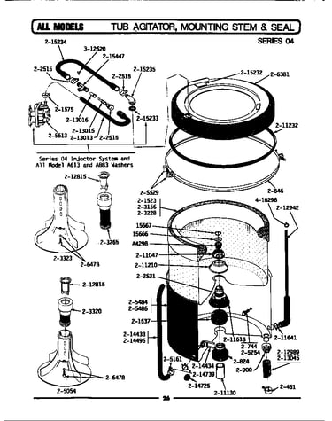 Tub, agitator, mtg. stem & seal (ser 04)