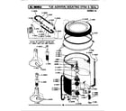 Maytag LA883 tub, agitator, mounting stem & seal diagram