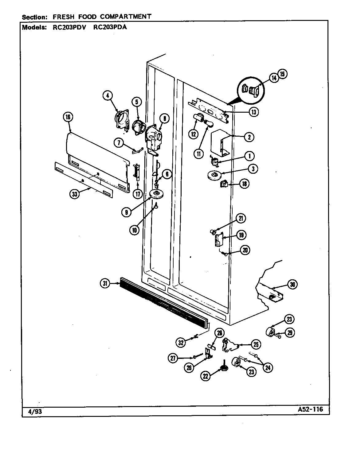 FRESH FOOD COMPARTMENT (RC203PDA/DS06A) (RC203PDA/DS10A) (RC203PDV/DS05A) (RC203PDA/DS05A) (RC203PDA/DS09A)