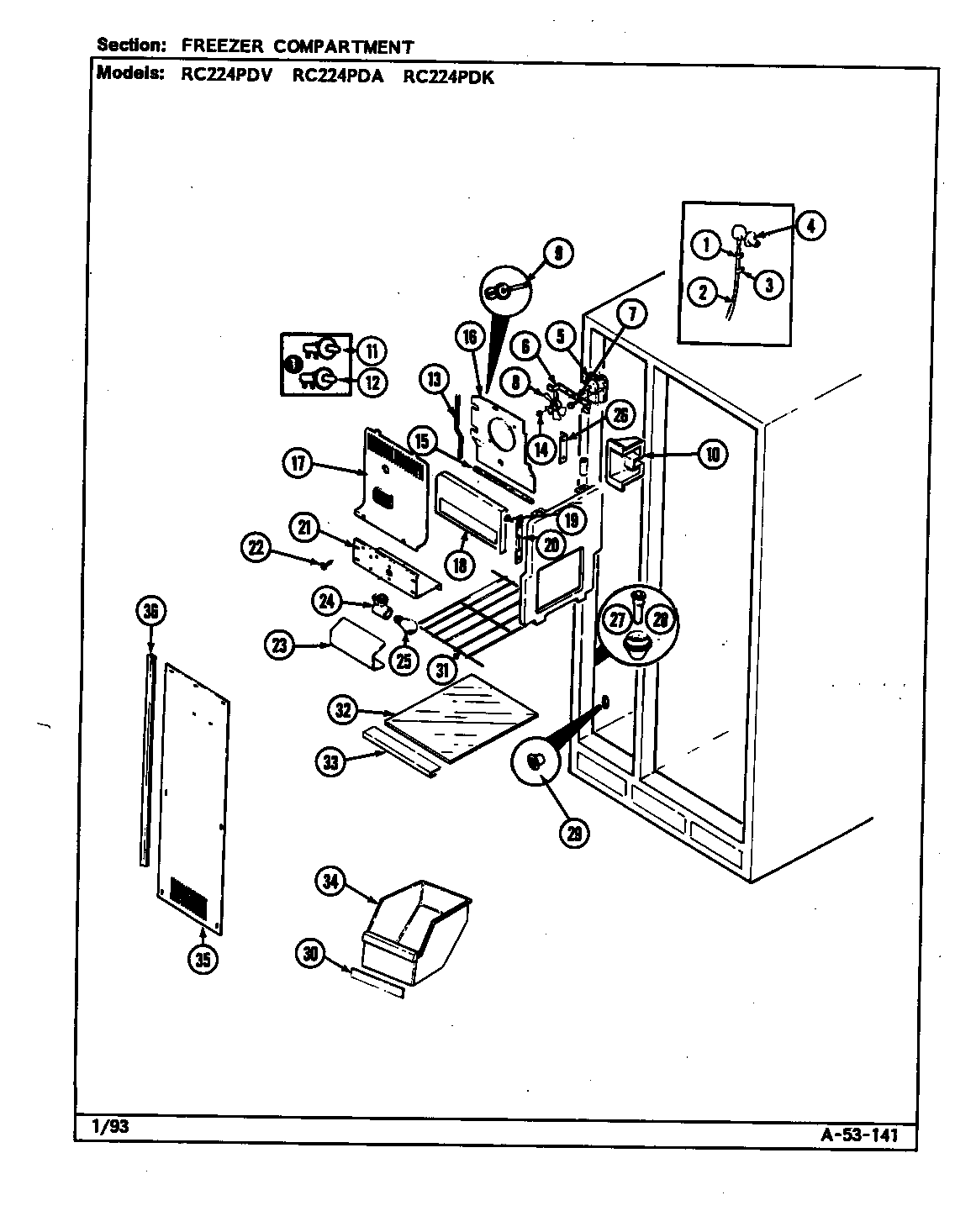 Freezer compartment (rc224pda/ds33a) (rc224pdk/ds34a) (rc224pdv/ds32a)