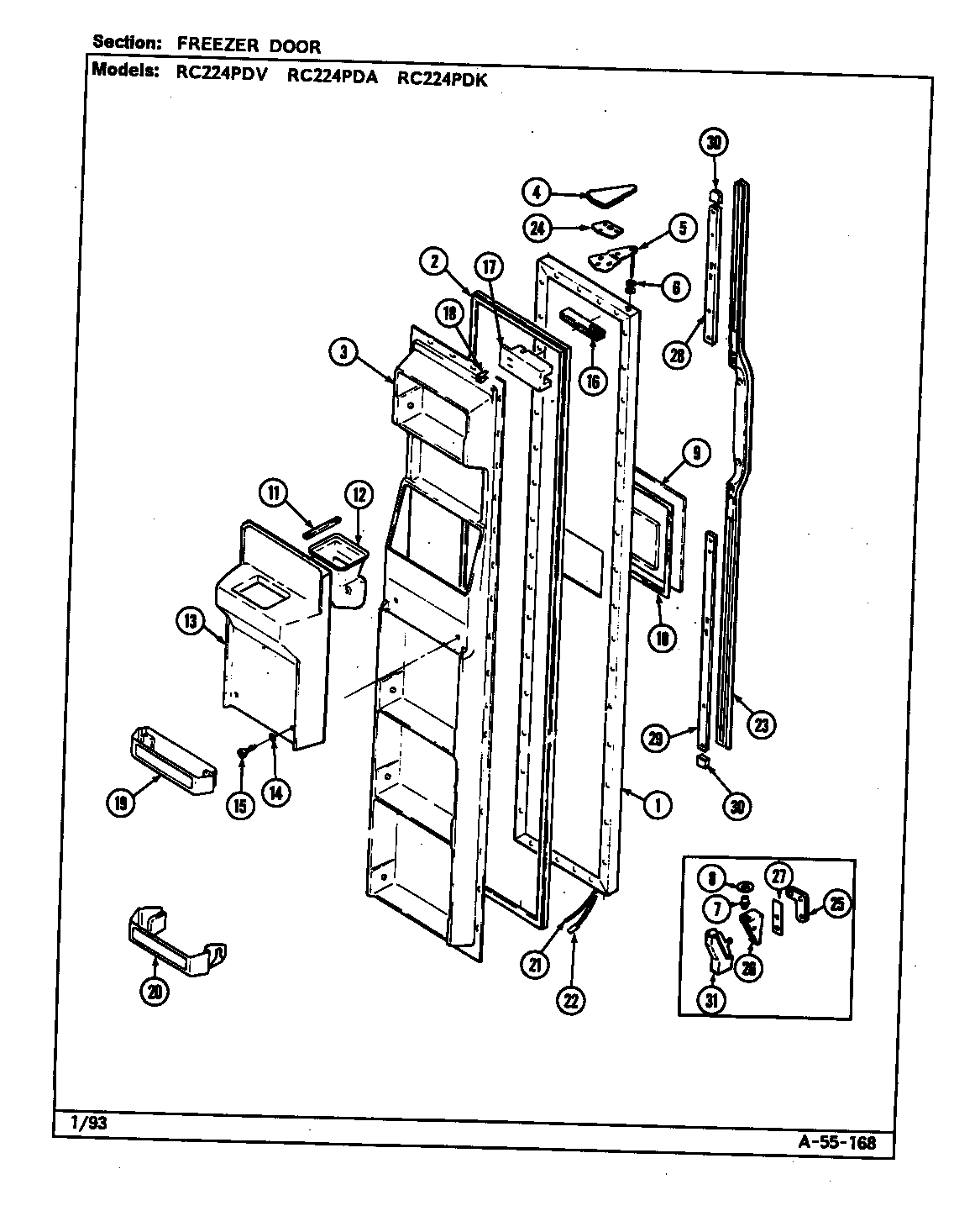 Freezer door (rc224pda/ds33a) (rc224pda/ds32a) (rc224pda/ds34a) (rc224pdk/ds32a) (rc224pdk/ds33a)