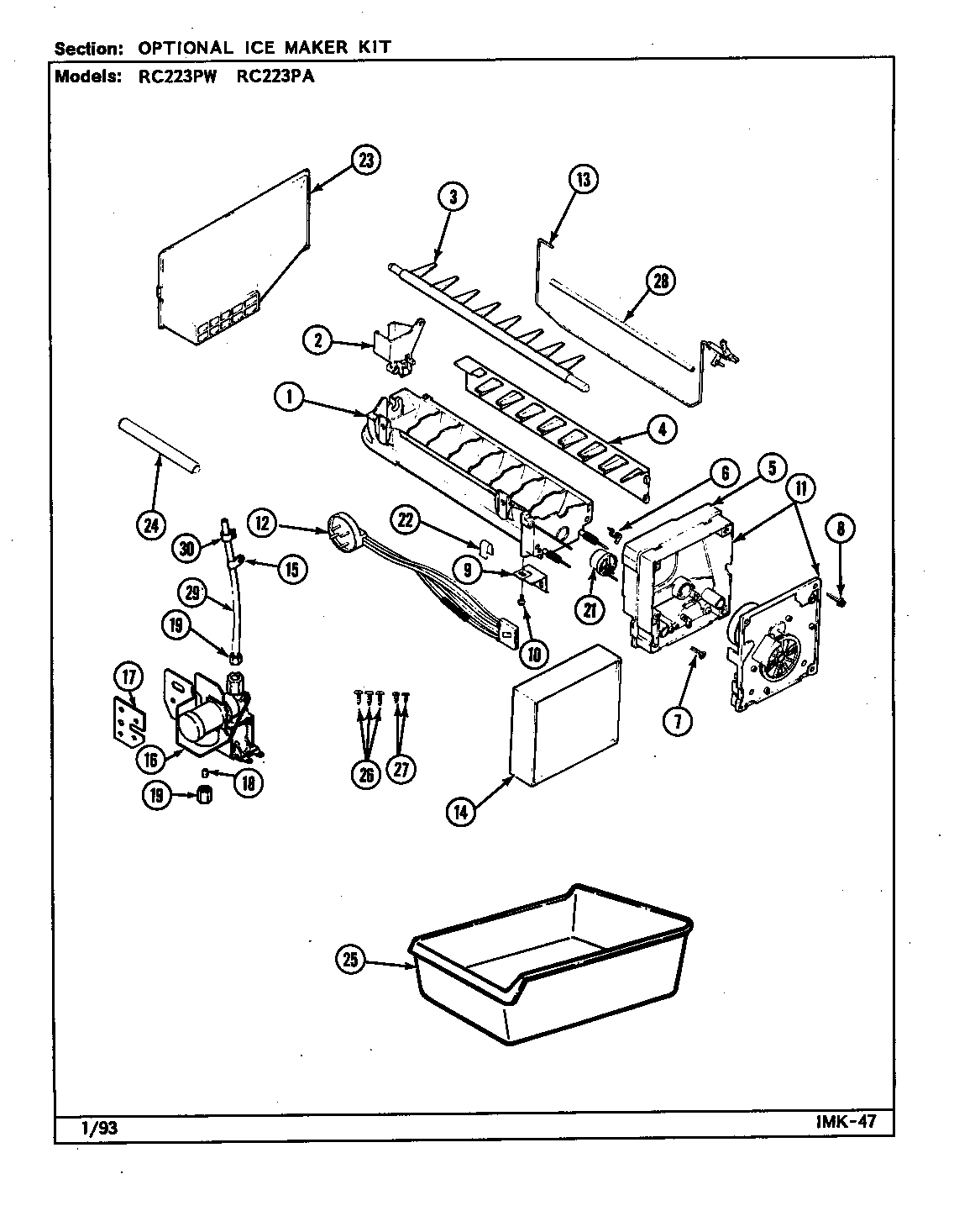 Optional ice maker kit