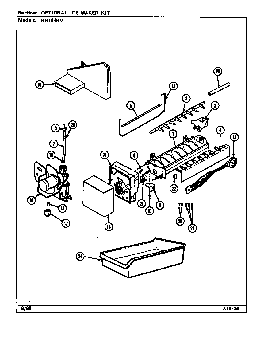 Optional ice maker kit