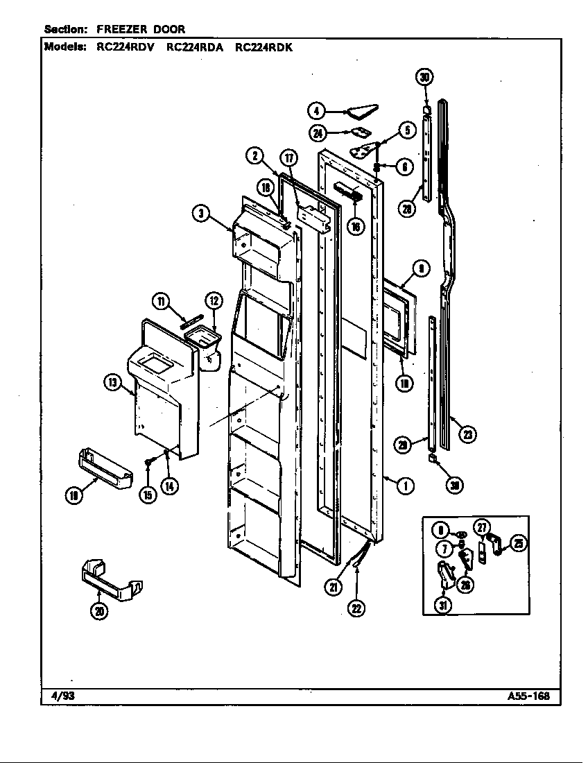 Freezer door (rc224rda/ds37a) (rc224rda/ds37b) (rc224rdk/ds35a) (rc224rdv/ds36a) (rc224rdv/ds36b)