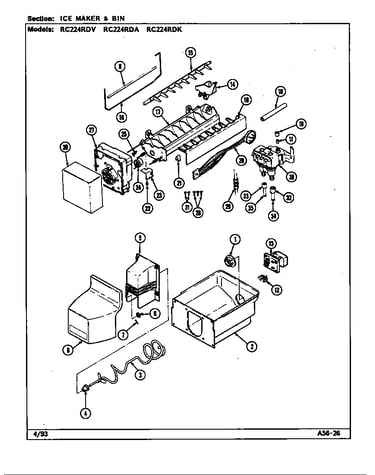 Ice maker & bin (rc224rda/ds37a) (rc224rda/ds37b) (rc224rdk/ds35a) (rc224rdv/ds36a) (rc224rdv/ds36b)