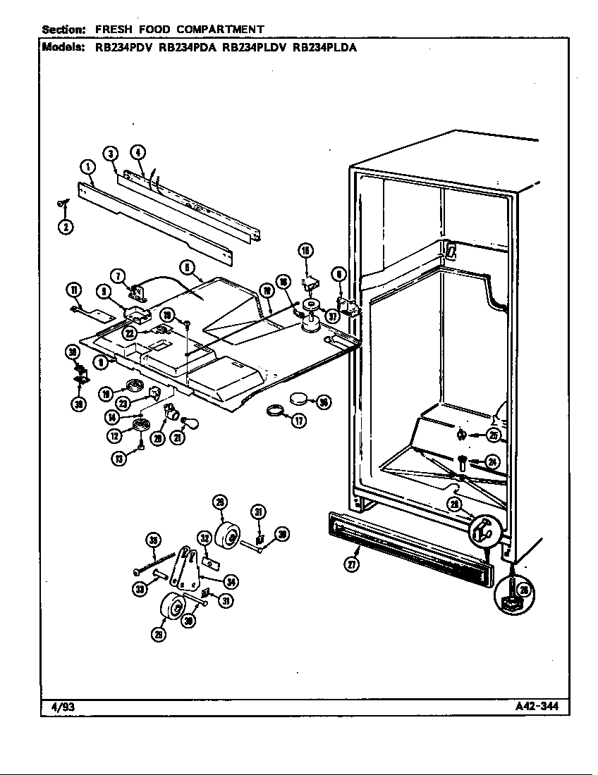 Fresh food compartment (rb234pda/dg98a) (rb234pdv/dg97a) (rb234plda/dg90a) (rb234pldv/dg89a)