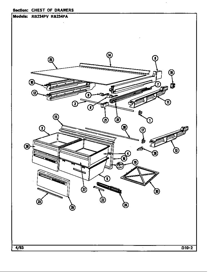 CHEST OF DRAWERS (RB234PDA/DG98A) (RB234PDV/DG97A) (RB234PLDA/DG90A) (RB234PLDV/DG89A)