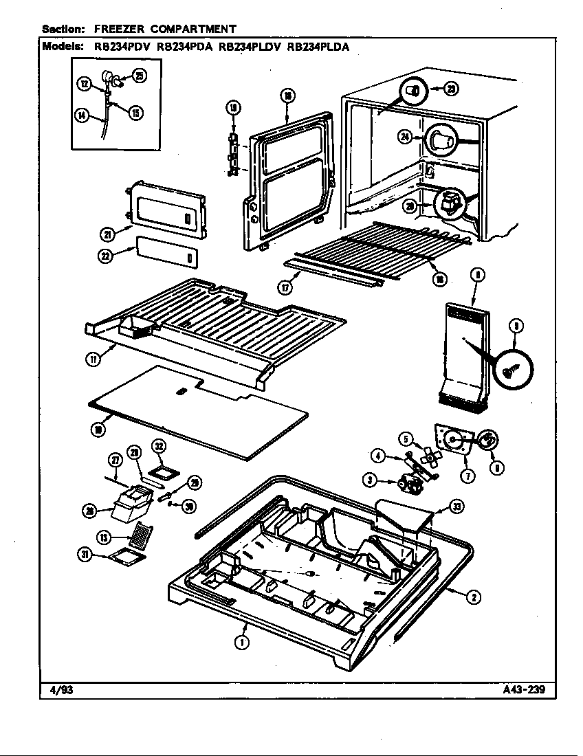 FREEZER COMPARTMENT (RB234PDA/DG98A) (RB234PDV/DG97A) (RB234PLDA/DG90A) (RB234PLDV/DG89A)