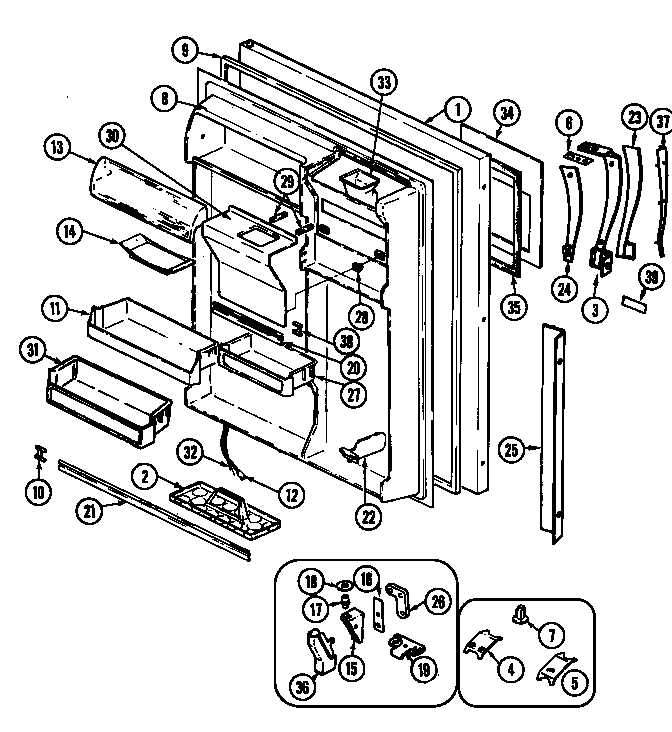 Fresh food door (rb234pda/dg98a) (rb234pdv/dg97a) (rb234plda/dg90a) (rb234pldv/dg89a)