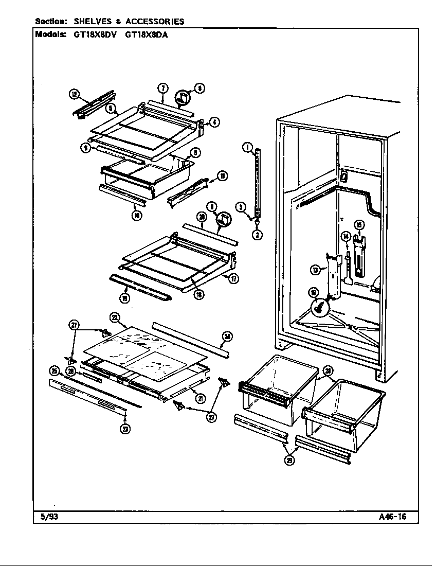 Shelves & accessories (gt18x8da/dc45a) (gt18x8dv/dc44a)