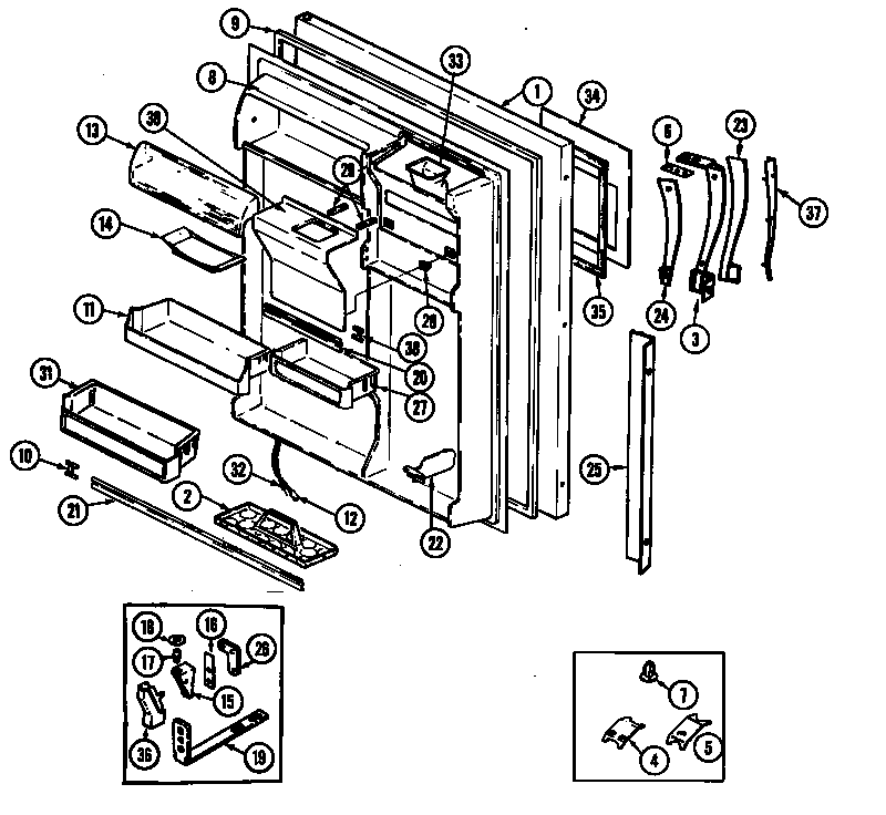 Fresh food door (gt18x8da/dc45a) (gt18x8dv/dc44a)