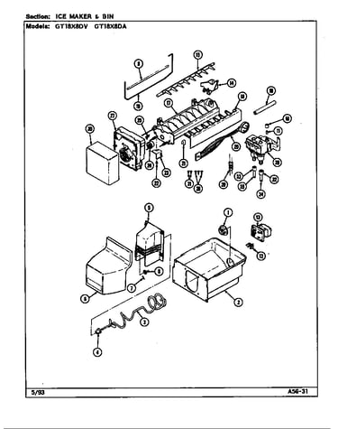 Ice maker & bin (gt18x8da/dc45a) (gt18x8dv/dc44a)