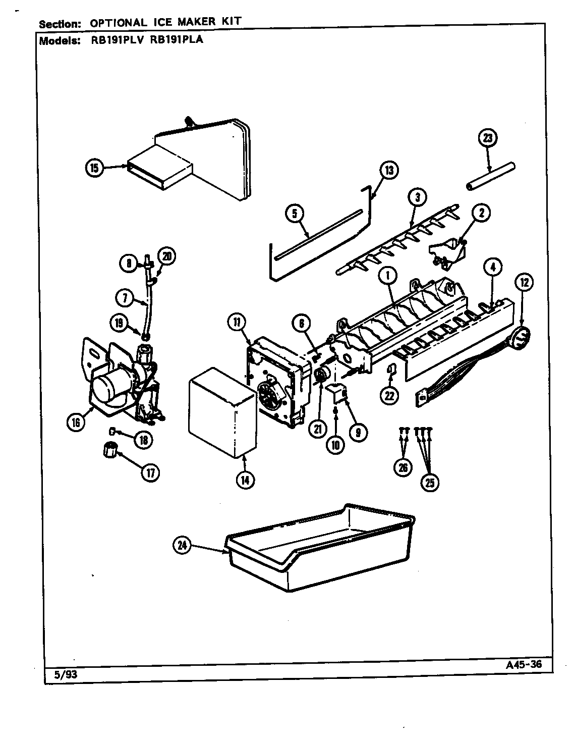 Optional ice maker kit