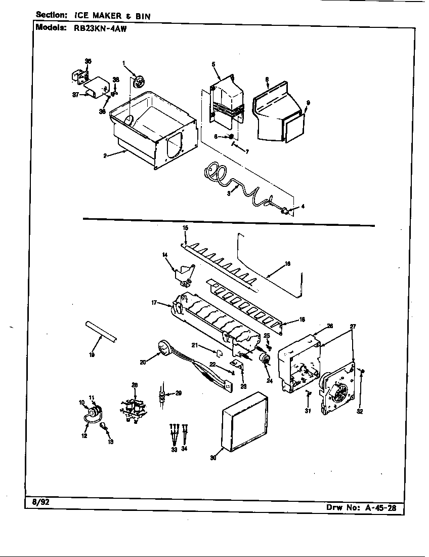 Ice maker & bin