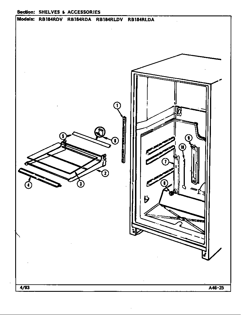 SHELVES & ACCESSORIES (RB184RDA/DG47A) (RB184RDV/DG46A) (RB184RLDV/DG48A) (RB184RLDV/DG49A)