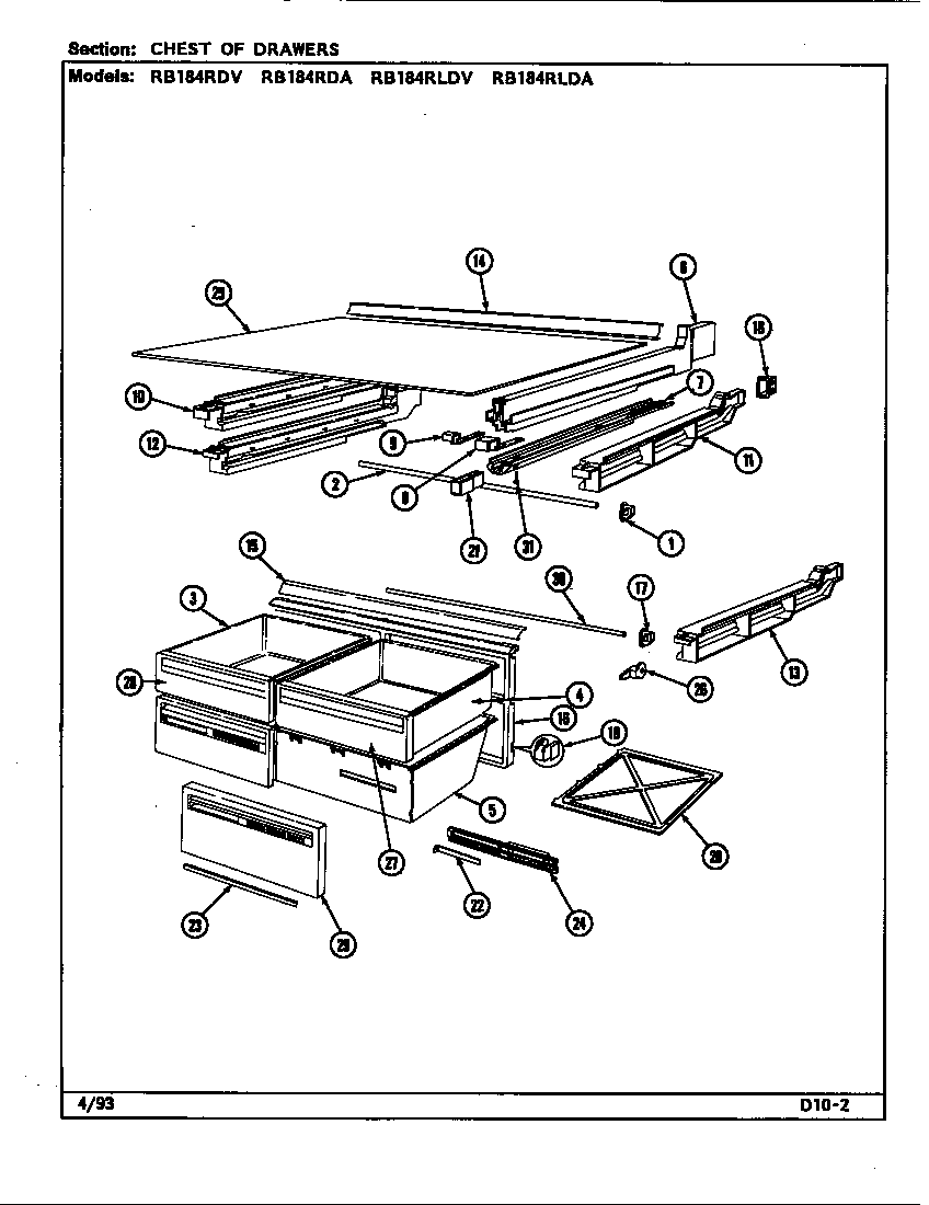 CHEST OF DRAWERS (RB184RDA/DG47A) (RB184RDV/DG46A) (RB184RLDA/DG49A) (RB184RLDV/DG48A)