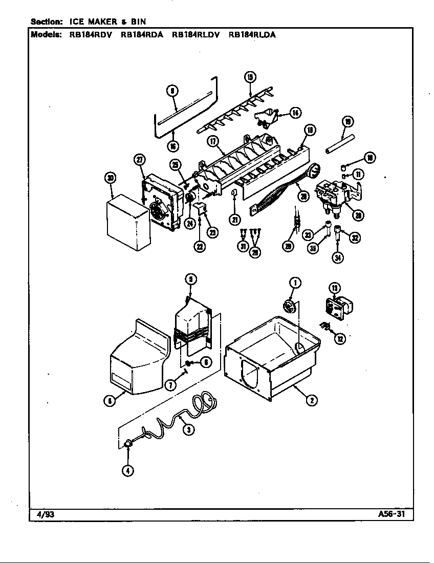Ice maker & bin (rb184rda/dg47a) (rb184rdv/dg46a) (rb184rlda/dg49a) (rb184rldv/dg48a)