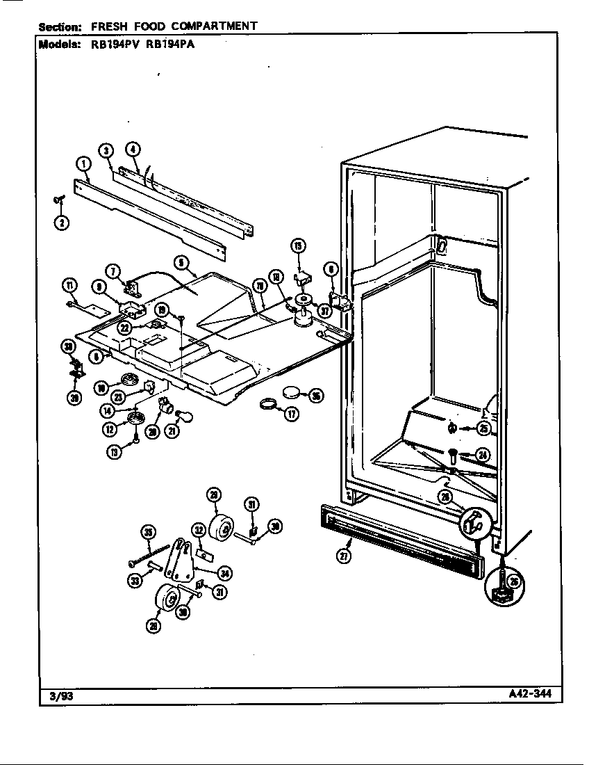 FRESH FOOD COMPARTMENT (RB194PA/DE76A) (RB194PV/DE75A)