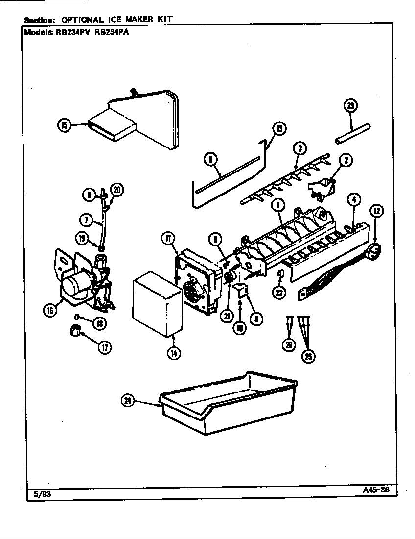 Optional ice maker kit