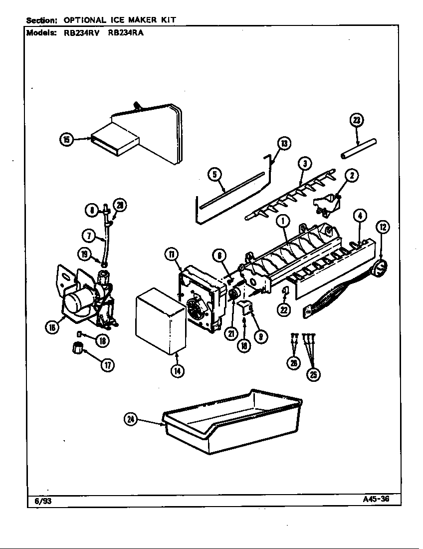 Optional ice maker kit