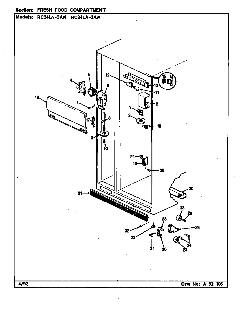 FRESH FOOD COMPARTMENT (RC24LA-3AW/BS82C) (RC24LA-3AW/CS82A) (RC24LN-3AW/BS81D) (RC24LN-3AW/CS81A)