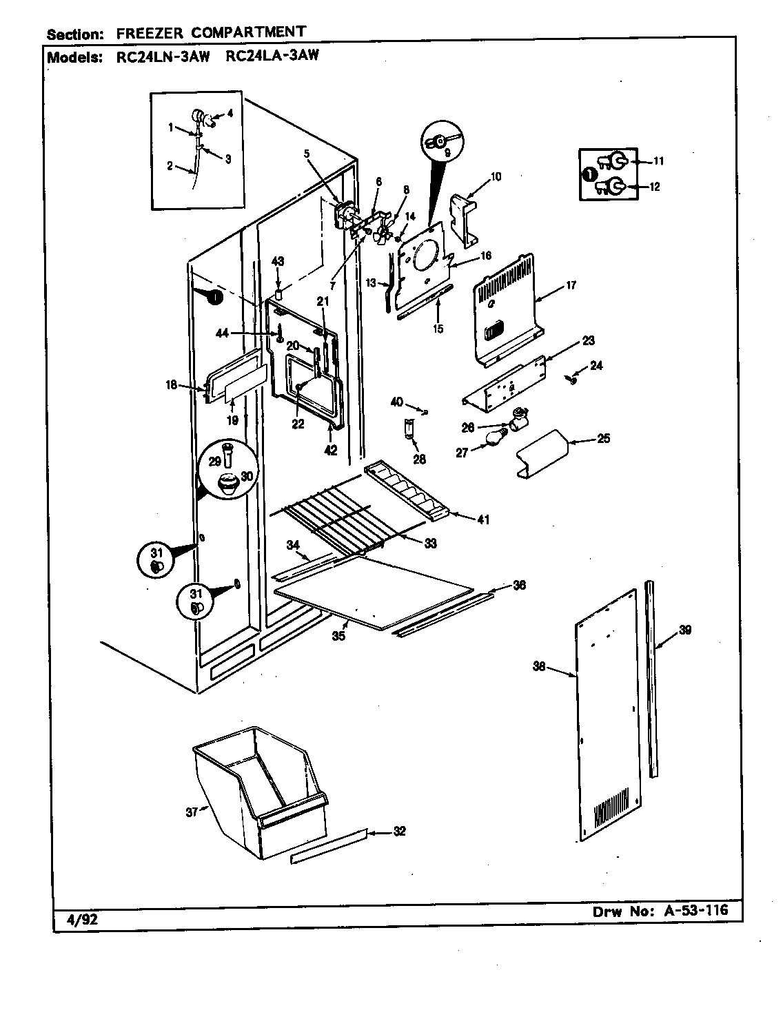 FREEZER COMPARTMENT (RC24LA-3AW/BS82C) (RC24LA-3AW/CS82A) (RC24LN-3AW/BS81D) (RC24LN-3AW/CS81A)