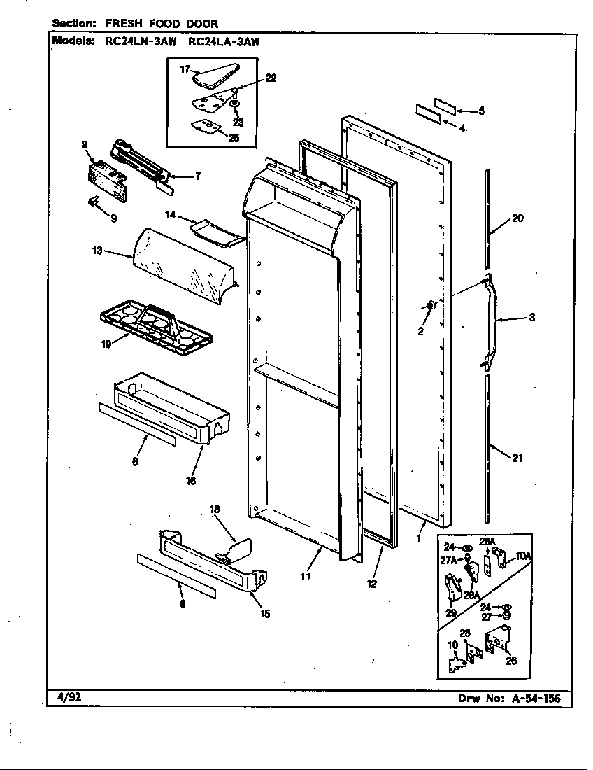 Fresh food door (rc24la-3aw/bs82c) (rc24la-3aw/cs82a) (rc24ln-3aw/bs81d) (rc24ln-3aw/cs81a)