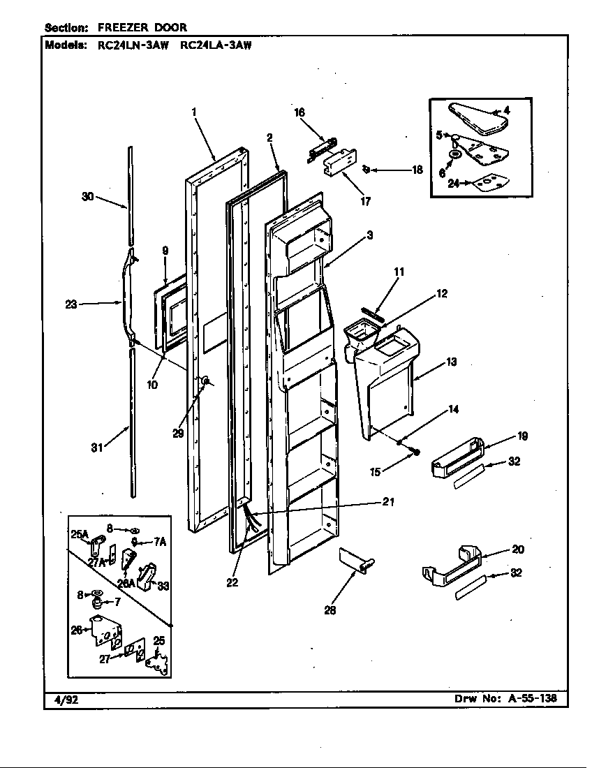 Freezer door (rc24la-3aw/bs82c) (rc24la-3aw/cs82a) (rc24ln-3aw/bs81d) (rc24ln-3aw/cs81a)