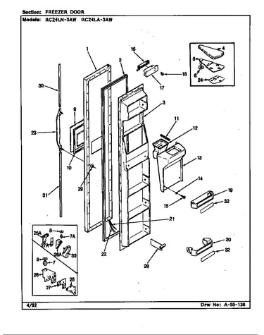 Freezer door (rc24la-3aw/bs82c) (rc24la-3aw/cs82a) (rc24ln-3aw/bs81d) (rc24ln-3aw/cs81a)