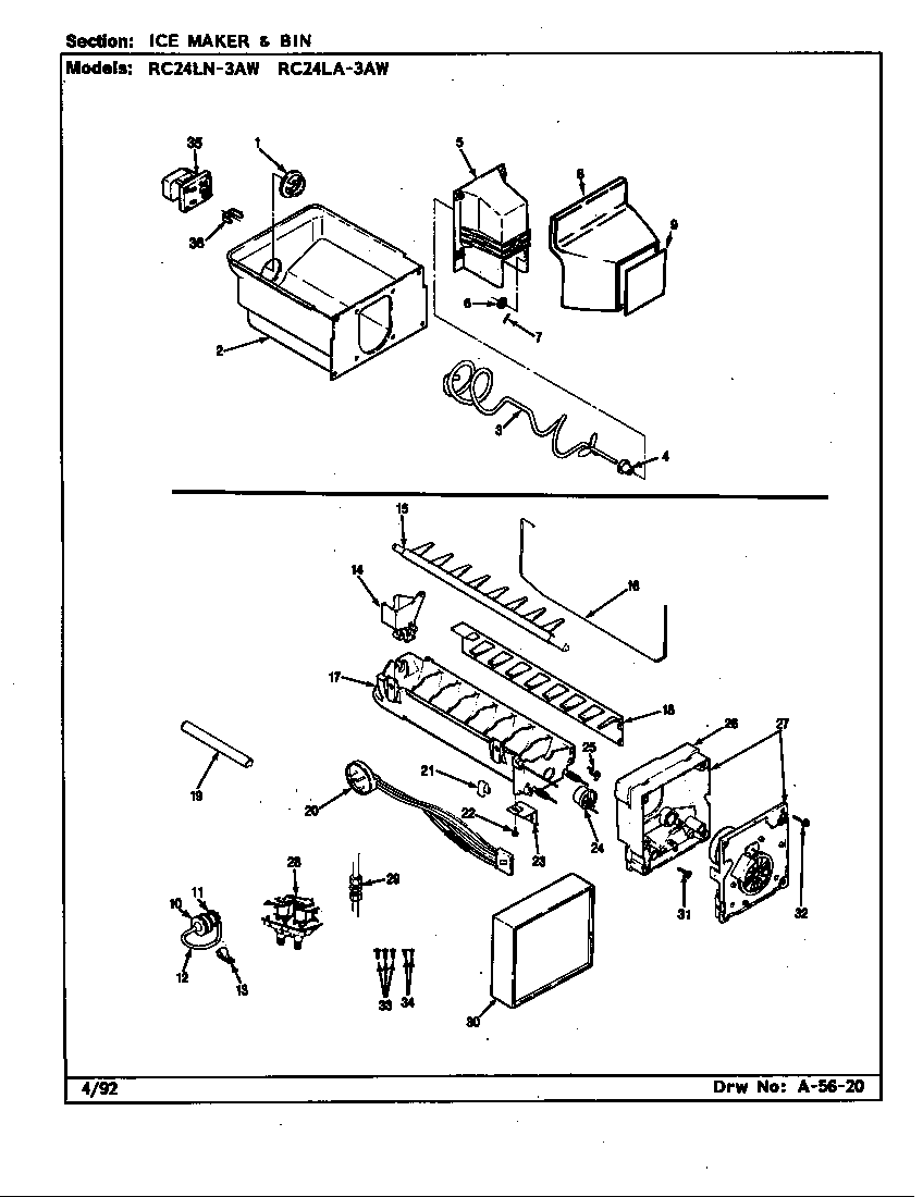 Ice maker & bin (rc24la-3aw/bs82c) (rc24la-3aw/cs82a) (rc24ln-3aw/bs81d) (rc24ln-3aw/cs81a)