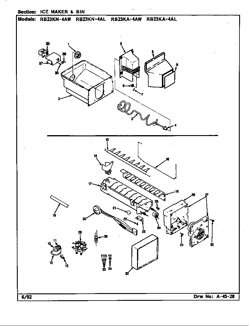 Ice maker & bin (rb23ka-4al/bg99b) (rb23ka-4aw/bg98b) (rb23kn-4al/bg96b) (rb23kn-4aw/bg97b) (rb23kn-4aw/bg97c)