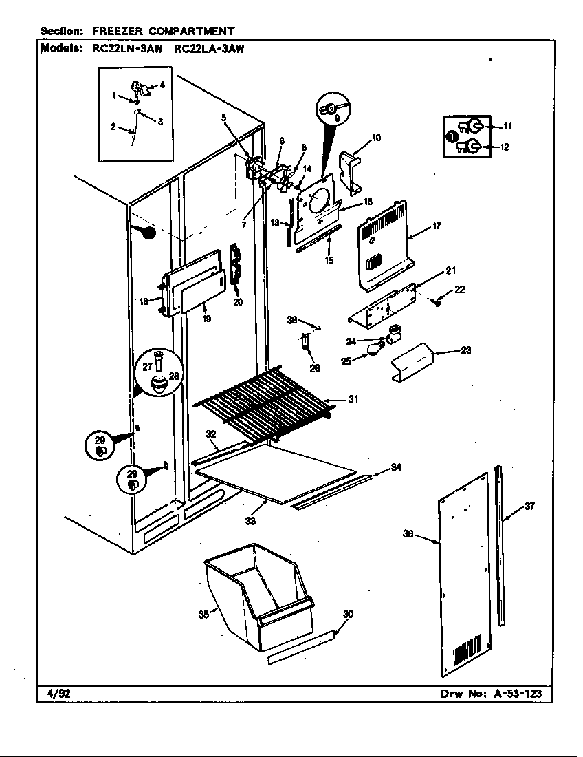FREEZER COMPARTMENT (RC22LA-3AW/BS32E) (RC22LA-3AW/CS32A) (RC22LN-3AW/BS31E) (RC22LN-3AW/CS31A)