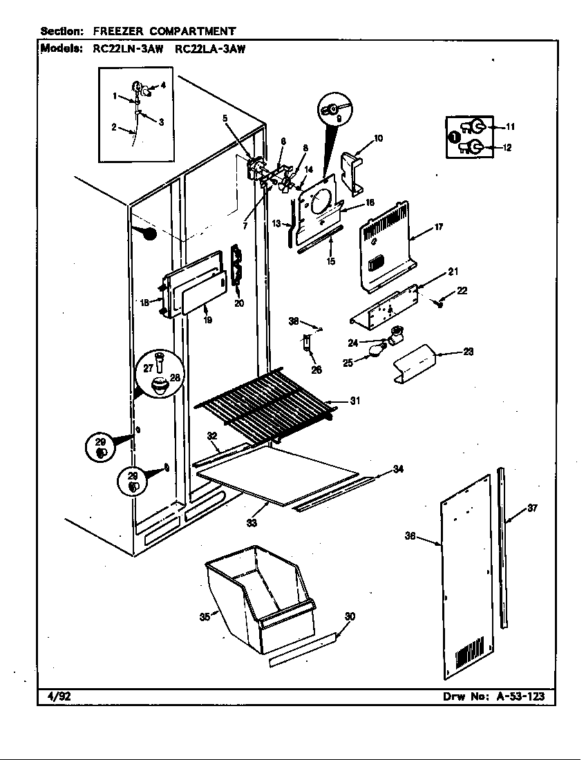Freezer compartment (rc22la-3aw/bs32e) (rc22la-3aw/cs32a) (rc22ln-3aw/bs31e) (rc22ln-3aw/cs31a)