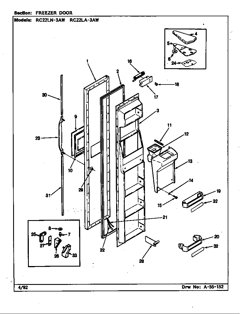 Freezer door (rc22la-3aw/bs32e) (rc22la-3aw/cs32a) (rc22ln-3aw/bs31e) (rc22ln-3aw/cs31a)