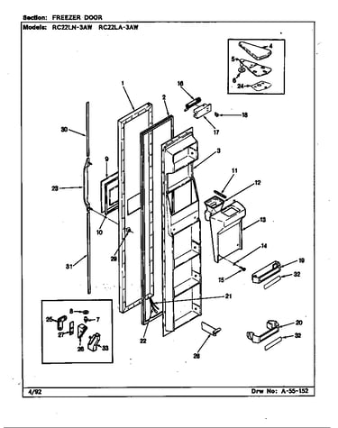 Freezer door (rc22la-3aw/bs32e) (rc22la-3aw/cs32a) (rc22ln-3aw/bs31e) (rc22ln-3aw/cs31a)