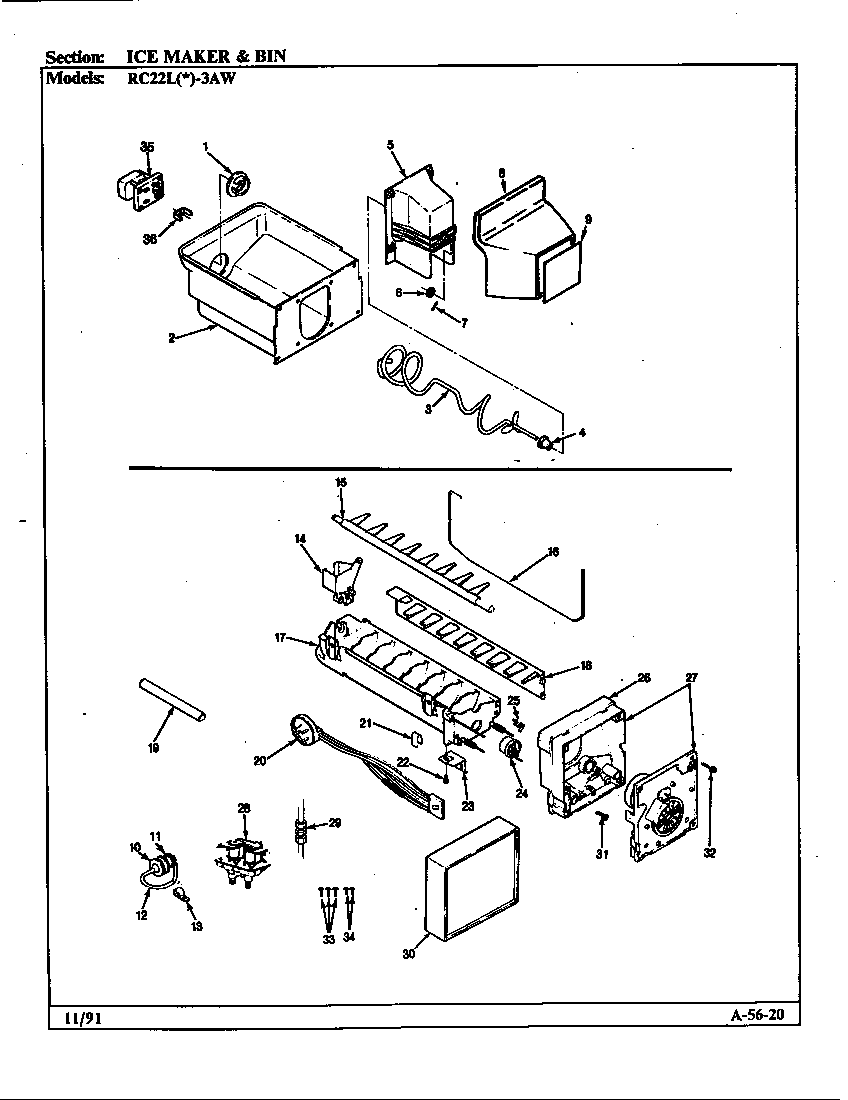 Ice maker & bin