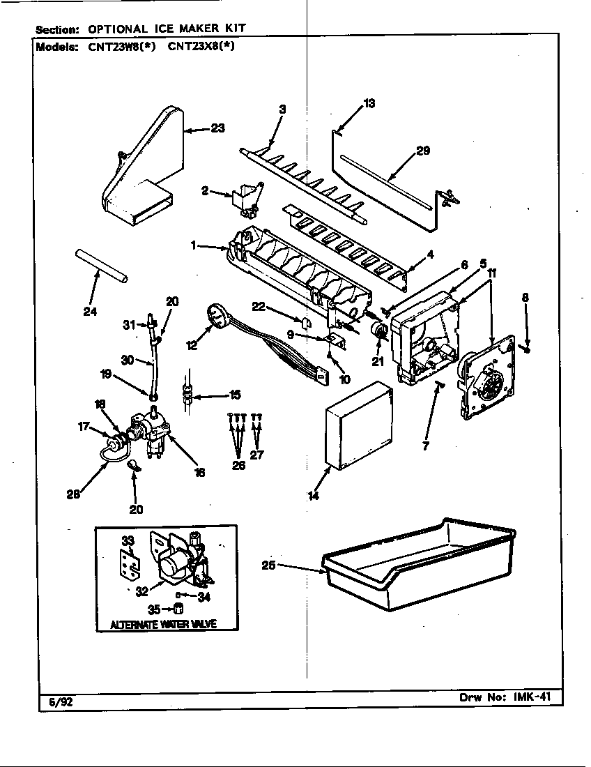 Optional ice maker kit