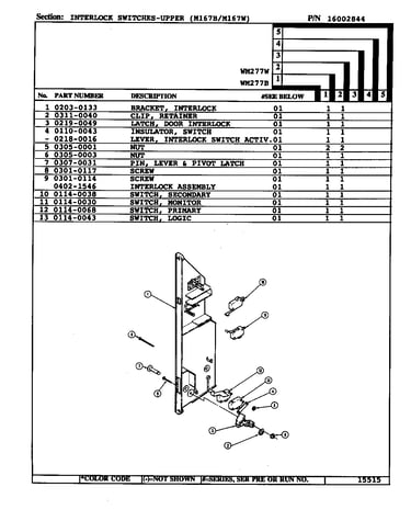 Interlock switches (upper m167b, m167w)
