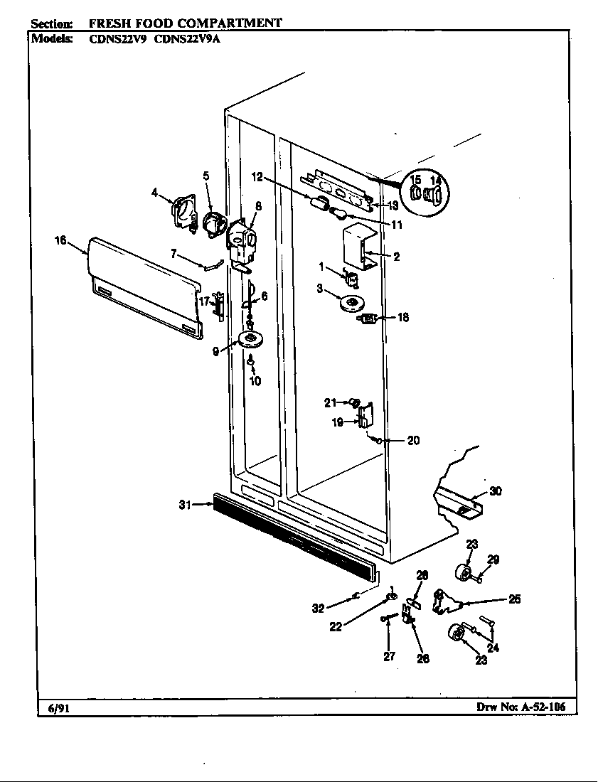 FRESH FOOD COMPARTMENT (CDNS22V9/BR35E) (CDNS22V9/BR35F) (CDNS22V9A/BR36E) (CDNS22V9A/BR36F) (CDNS22V9A/BR35F)