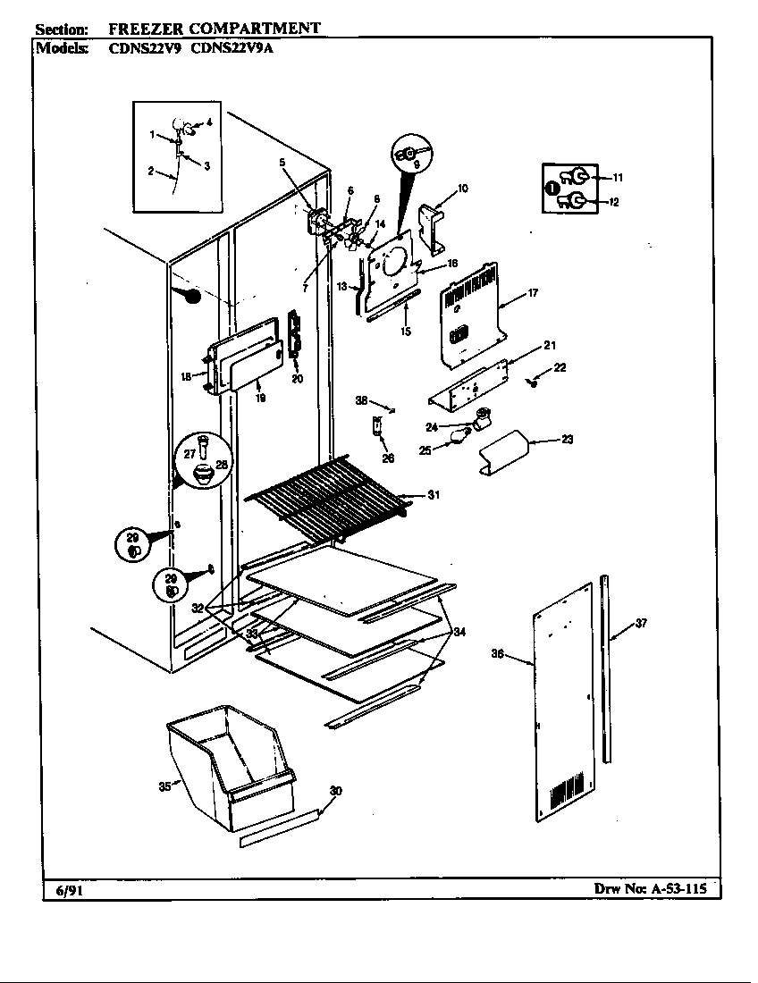 Freezer compartment (cdns22v9/br35e) (cdns22v9/br35f) (cdns22v9a/br36e) (cdns22v9a/br36f)