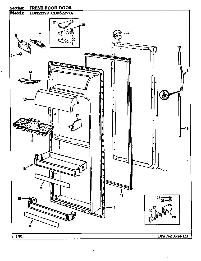 FRESH FOOD DOOR (CDNS22V9/BR35E) (CDNS22V9/BR35F) (CDNS22V9/BR36E) (CDNS22V9/BR36F) (CDNS22V9A/BR35E)