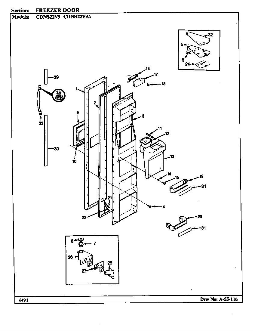 FREEZER DOOR (CDNS22V9/BR35E) (CDNS22V9/BR35F) (CDNS22V9/BR36E) (CDNS22V9/BR36F) (CDNS22V9A/BR35E)