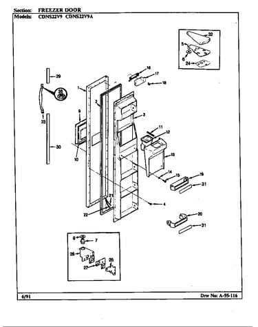 Freezer door (cdns22v9/br35e) (cdns22v9/br35f) (cdns22v9/br36e) (cdns22v9/br36f) (cdns22v9a/br35e)