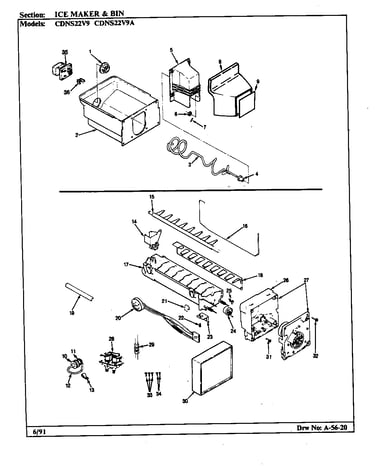 Ice maker & bin (cdns22v9/br35e) (cdns22v9/br35f) (cdns22v9a/br36e) (cdns22v9a/br36f)