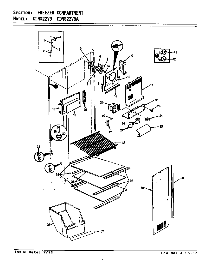 Freezer compartment (cdns22v9/ar35a) (cdns22v9/br35a) (cdns22v9a/ar36a) (cdns22v9a/br36a)