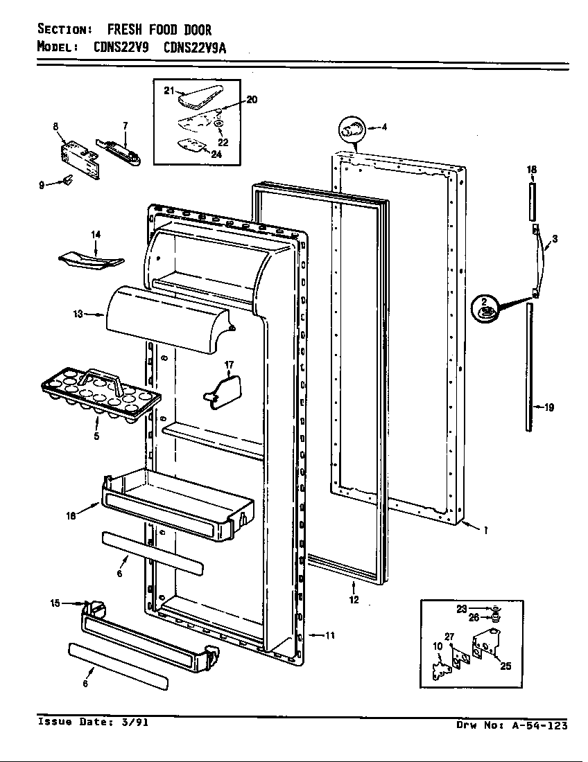 Fresh food door (cdns22v9/ar35a) (cdns22v9/br35a) (cdns22v9a/ar36a) (cdns22v9a/br36a)