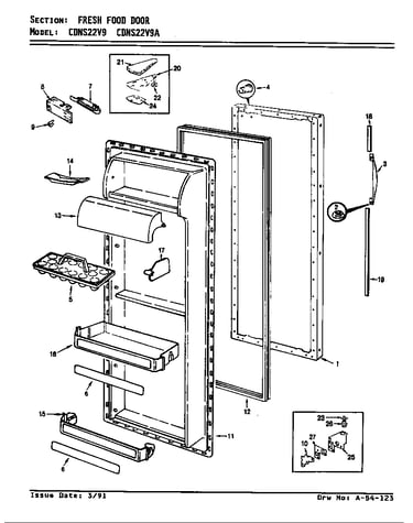 Fresh food door (cdns22v9/ar35a) (cdns22v9/br35a) (cdns22v9a/ar36a) (cdns22v9a/br36a)