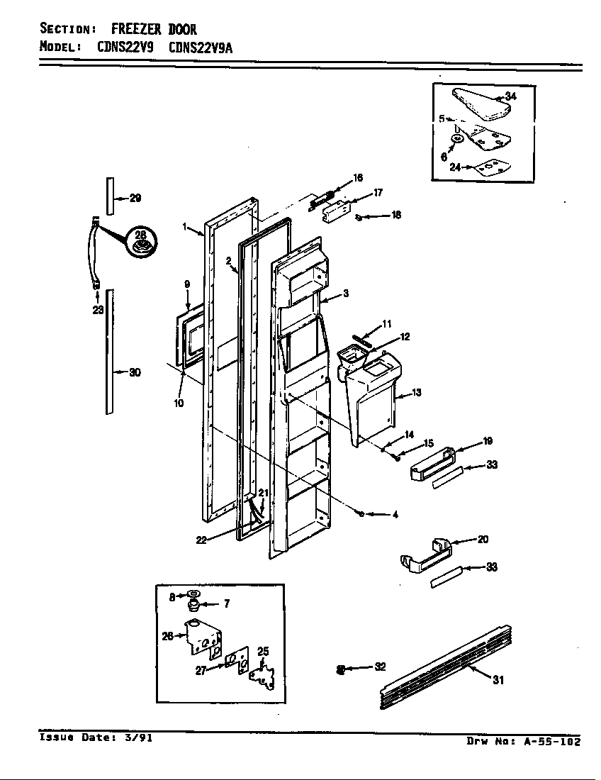 FREEZER DOOR (CDNS22V9/AR35A) (CDNS22V9/BR35A) (CDNS22V9A/AR36A) (CDNS22V9A/BR36A)