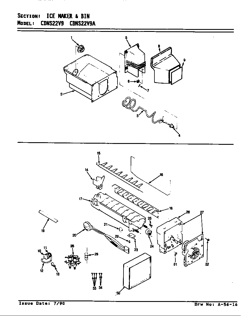Ice maker & bin (cdns22v9/ar35a) (cdns22v9/br35a) (cdns22v9a/ar36a) (cdns22v9a/br36a)