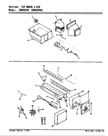 Ice maker & bin (cdns22v9/ar35a) (cdns22v9/br35a) (cdns22v9a/ar36a) (cdns22v9a/br36a)